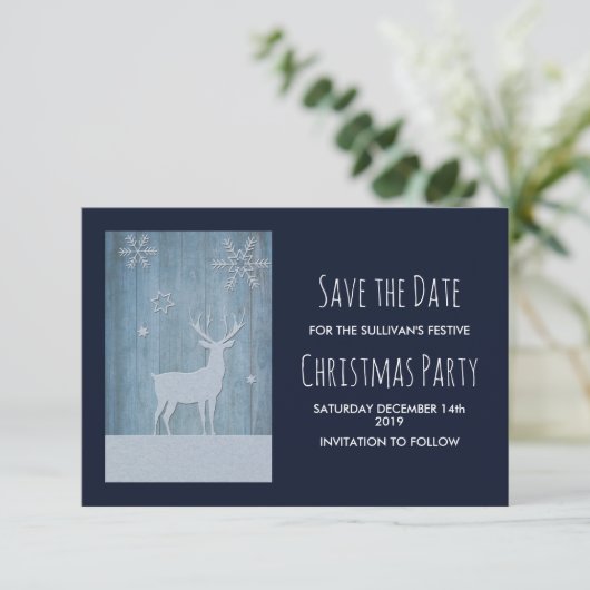 Invitation Bois rustique & Pays Cerfs Noël Enregistrer la dat (Debout devant)