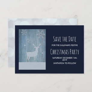 Invitation Bois rustique & Pays Cerfs Noël Enregistrer la dat