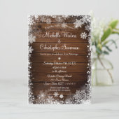Invitation Bois rustique Pays Mariage d'hiver (Debout devant)