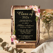 Invitation Bois rustique Pays Style Floral Graduation