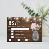 Invitation Bois rustique Peony Floral Mason RSVP Repas (Debout devant)