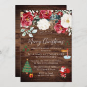 Invitation Bois rustique Père Noël Arbre Présente Fête de Noë (Devant / Derrière)