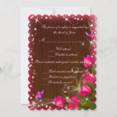 Invitation Bois rustique rose floral papillon Mariage réponse (Devant)