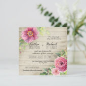 Invitation Bois rustique Rose floral Peony Country Chic (Debout devant)
