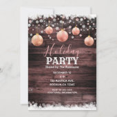 Invitation Bois Rustique Rose Rose Or Ornements Fête de Fête (Devant)