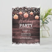 Invitation Bois Rustique Rose Rose Or Ornements Fête de Fête (Debout devant)