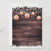 Invitation Bois Rustique Rose Rose Or Ornements Fête de Fête (Dos)