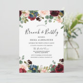 Invitation Bois rustique Rouge Bourgogne Floral Brunch & Bubb (Debout devant)