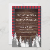 Invitation Bois rustique Rouge Buffalo Plaid Blanc Pine Maria (Devant)