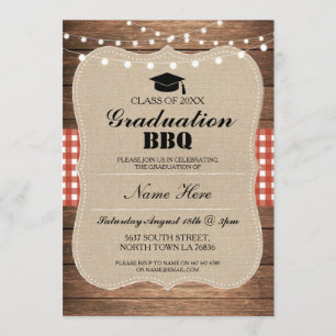 Invitation Bois rustique rouge d'invitation de BBQ
