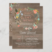 Invitation Bois rustique, Serre Florale Baby shower Chic Shab (Devant / Derrière)
