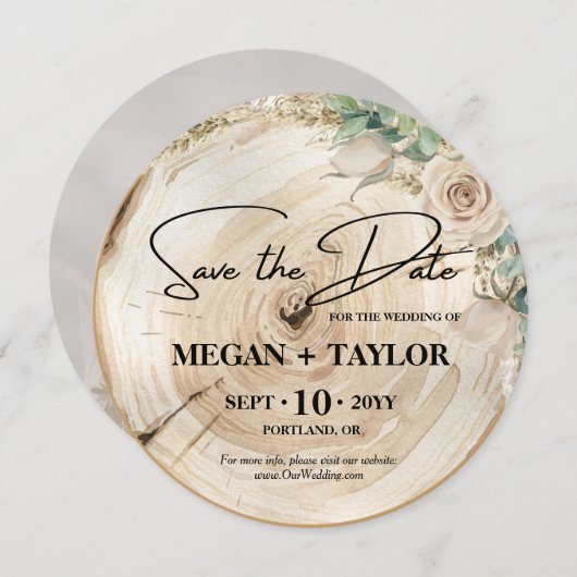 Invitation Bois rustique simple Enregistrer la date Mariage p (Devant / Derrière)