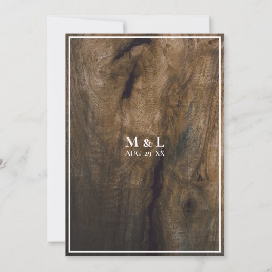 Invitation Bois rustique Simple minimaliste Mariage (Dos)