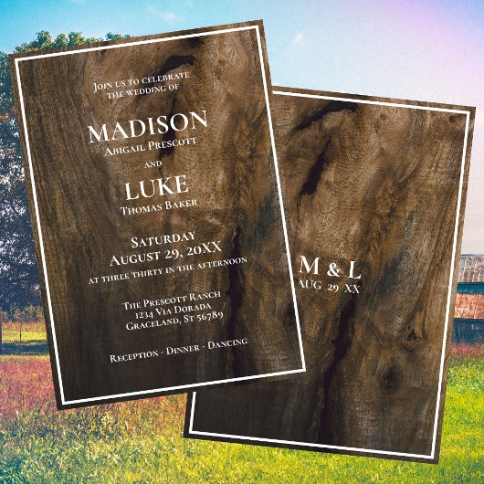 Invitation Bois rustique Simple minimaliste Mariage