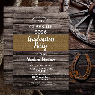 Invitation Bois rustique toile de jute Fête de remise des dip