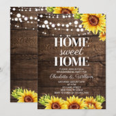 Invitation Bois Rustique Tournesol Maison Douce Maison (Devant / Derrière)