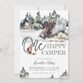 Invitation Bois rustique Un Joyeux Camper Anniversaire (Devant)