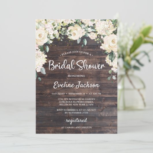 Invitation Bois rustique verdure feuillage fleuri nuptiale do (Debout devant)