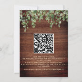 Invitation Bois rustique vert or QR Code Mariage (Dos)