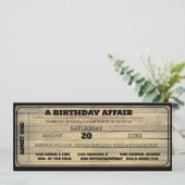 Invitation Bois rustique Vintage noir Billet d'anniversaire p (Debout devant)