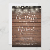 Invitation Bois rustique voyants Fiançailles de script chic (Devant)