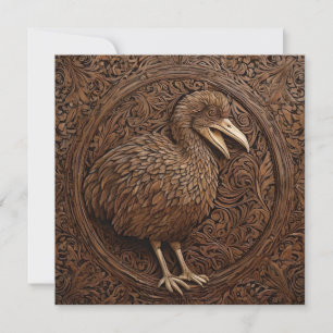 Invitation Bois sculpté New Zealand Dodo Bird,