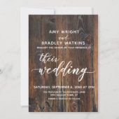 Invitation Bois Texturé Écriture Manuscrite Leurs Cœurs De Ma (Devant)