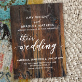 Invitation Bois Texturé Écriture Manuscrite Leurs Mariage Cœu