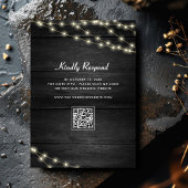 Invitation Bois texturé noir blanc QR Code Mariage musulman