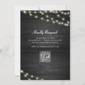 Invitation Bois texturé noir blanc QR Code Mariage musulman (Dos)