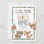 Invitation Bois tribal, Sauvageon, 1er Anniversaire (Devant)