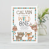 Invitation Bois tribal, Sauvageon, 1er Anniversaire (Debout devant)