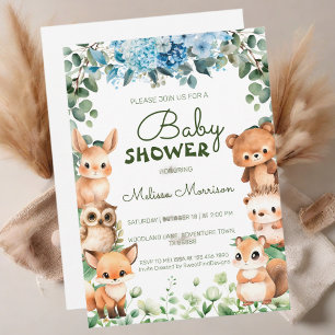 Invitation Bois Végétation Florale Forêt Baby shower animal