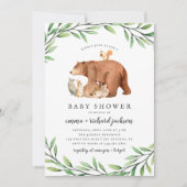 Invitation Bois Végétation Forêt Animaux Baby shower (Devant)