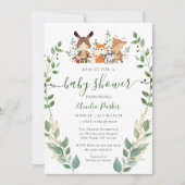 Invitation Bois Végétation Forêt Animaux Baby shower (Devant)