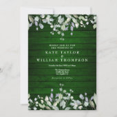 Invitation Bois vert rustique vert verdure Mariage floral (Devant)