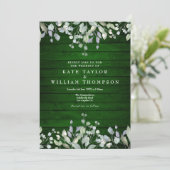 Invitation Bois vert rustique vert verdure Mariage floral (Debout devant)