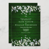Invitation Bois vert rustique vert verdure Mariage floral (Devant / Derrière)