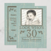 Invitation Bois vieilli 30e anniversaire Photo (Devant / Derrière)