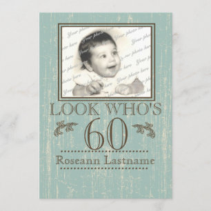 Invitation Bois vieilli 60e anniversaire Photo