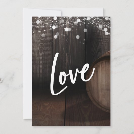 Invitation Bois Vin Baril Lumières Décontracté Le Mariage de (Dos)