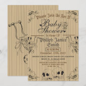 Invitation Bois Vintage Élégant gothique, Baby shower Hallowe (Devant / Derrière)