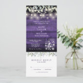 Invitation Bois Violet Floral Mason Jarres Tout En Un Mariage (Debout devant)