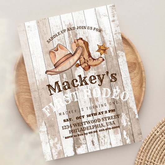 Invitation Bois | Western Premier Rodéo fête d'anniversaire