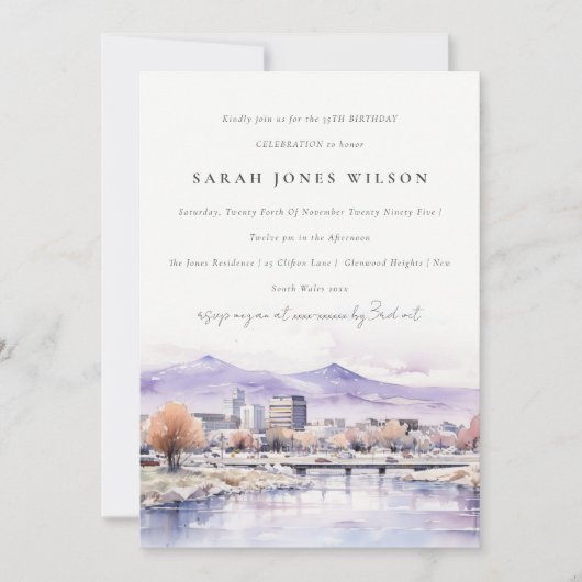 Invitation Boise, Idaho Watercolor Landscape Birthday (Devant)