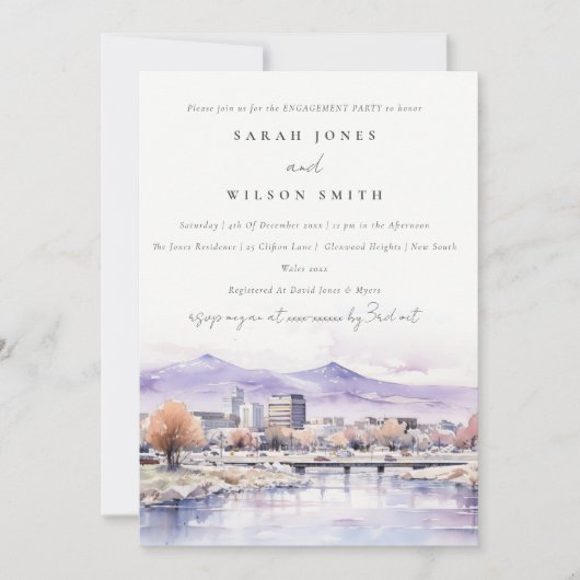 Invitation Boise, Idaho Watercolor Landscape Engagement (Devant)