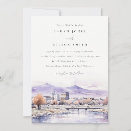 Invitation Boise, Idaho Watercolor Landscape Wedding (Devant)