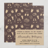 Invitation Boisson Adult Pattern Hommes 89e anniversaire rust (Devant / Derrière)