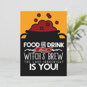 Invitation Boisson alimentaire et fête d'Halloween de la sorc (Debout devant)