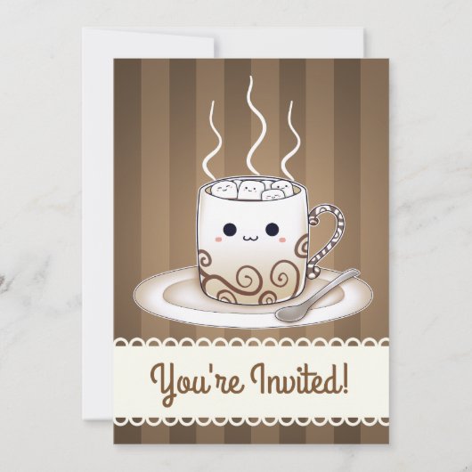 Invitation Boisson au chocolat chaud Kawaii Marshmallows (Dos)